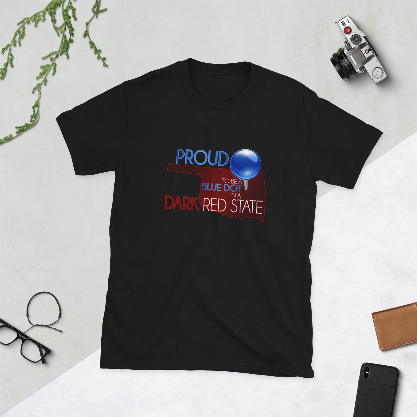 Proud Blue Dot Dark Red OK Unisex T-Shirt