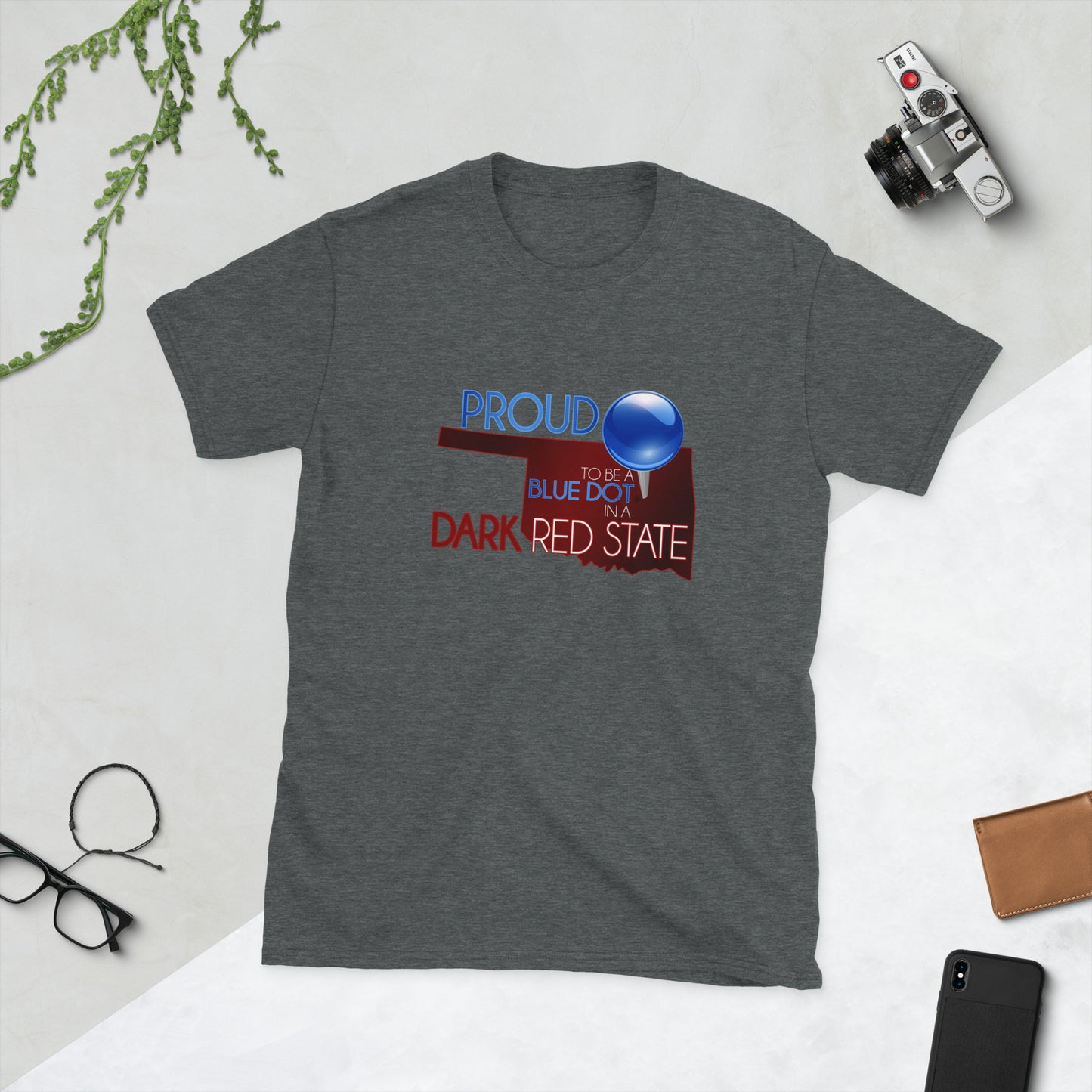 Proud Blue Dot Dark Red OK Unisex T-Shirt