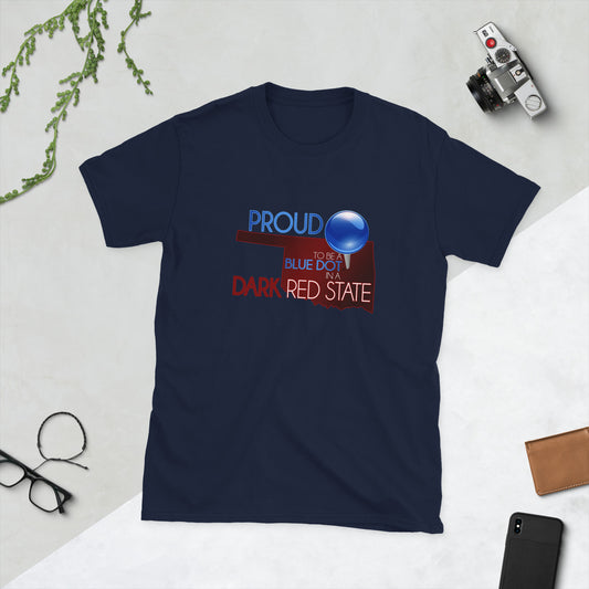 Proud Blue Dot Dark Red OK Unisex T-Shirt